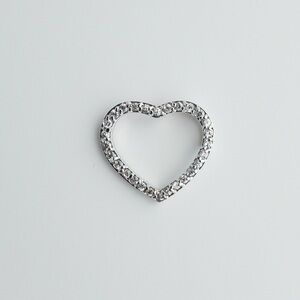 Heart Shape Cubic Zirconia CZ Necklace Slider Pendant Silver Tone Pave Setting